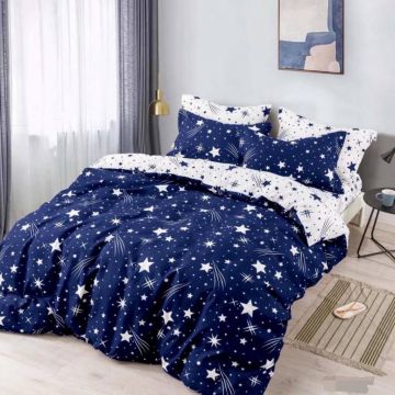 Lenjerie Finet 6 Piese cu Elastic 180x200, Starry Night