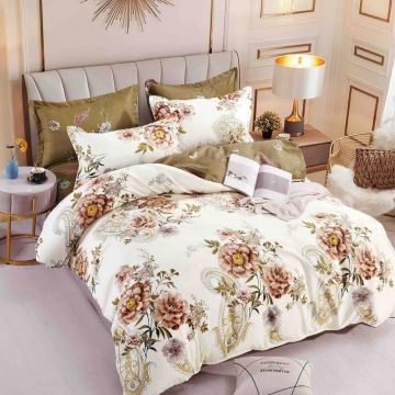 Lenjerie Finet 6 Piese cu Elastic 180x200, Vintage Bloom