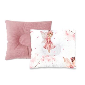 Perna bebelus, Qmini, Profilata, Cu functie anti-soc, Pufoasa, Din catifea si bumbac, 23x26 cm, Materiale certificate Oeko Tex Standard 100, Fairy Pink