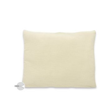 Perna clasica de dormit, Qmini, Cu husa detasabila cu fermoar, Din muselina dubla, 30x40 cm, Warm Beige