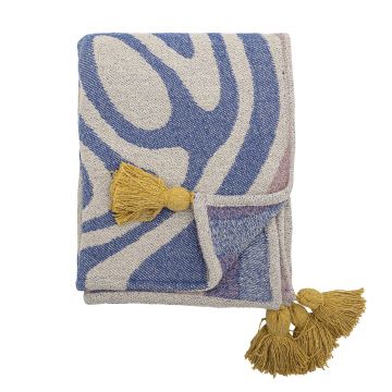 Pled, Bloomingville, Arlie, 130x160 cm, amestec bumbac, albastru