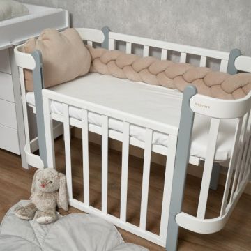 Protectie laterala bej impletita Twins tip cosita, cu 3 fire 200 cm