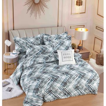Set Lenjerie de Pat Finet 6 Piese, Bumbac Finet, Fara Elastic ,   Arctic Lines