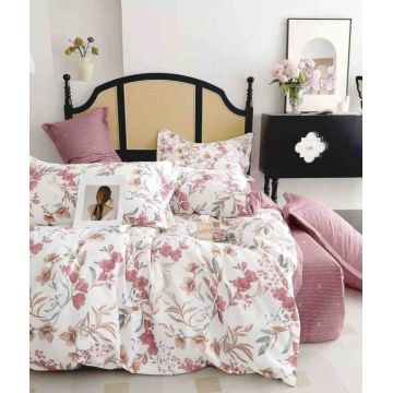 Set Lenjerie de Pat Finet 6 Piese, Bumbac Finet, Fara Elastic ,   Blossom Dream