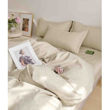 Set Lenjerie de Pat Finet 6 Piese, Bumbac Finet, Fara Elastic ,   Champagne Rose