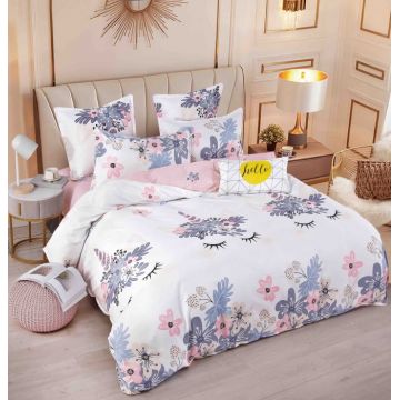 Set Lenjerie de Pat Finet 6 Piese, Bumbac Finet, Fara Elastic ,   Dreamy Blossom