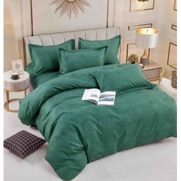 Set Lenjerie de Pat Finet 6 Piese, Bumbac Finet, Fara Elastic ,   Emerald Grace