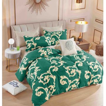 Set Lenjerie de Pat Finet 6 Piese, Bumbac Finet, Fara Elastic ,   Emerald Royale