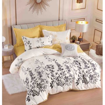 Set Lenjerie de Pat Finet 6 Piese, Bumbac Finet, Fara Elastic ,   Golden Meadow