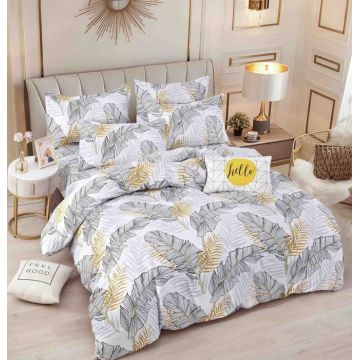 Set Lenjerie de Pat Finet 6 Piese, Bumbac Finet, Fara Elastic ,   Golden Tropics