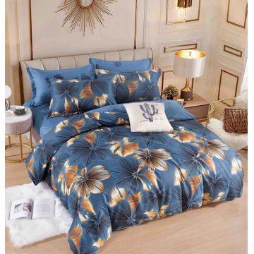 Set Lenjerie de Pat Finet 6 Piese, Bumbac Finet, Fara Elastic ,   Midnight Bloom