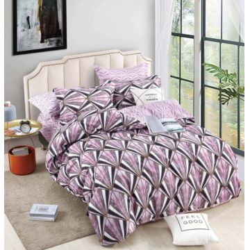 Set Lenjerie de Pat Finet 6 Piese, Bumbac Finet, Fara Elastic ,   Rose Crystal