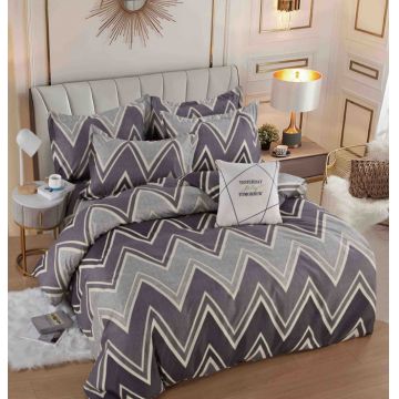 Set Lenjerie de Pat Finet 6 Piese, Bumbac Finet, Fara Elastic ,   Silver Chevron