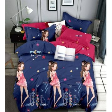 Set Lenjerie de Pat Finet 6 Piese, Bumbac Finet, Fara Elastic ,   Sweet Girl
