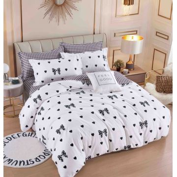 Set Lenjerie de Pat Finet 6 Piese, Bumbac Finet, Fara Elastic ,   Sweet Hearts