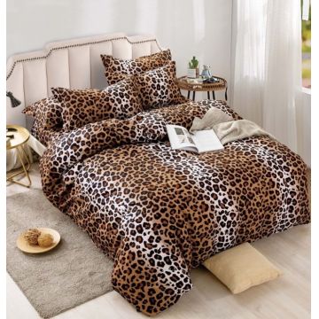 Set Lenjerie de Pat Finet 6 Piese, Bumbac Finet, Fara Elastic ,   Wild Leopard