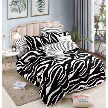 Set Lenjerie de Pat Finet 6 Piese, Bumbac Finet, Fara Elastic ,   Zebra Chic