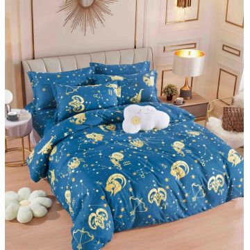 Set Lenjerie de Pat Finet 6 Piese, Bumbac Finet, Fara Elastic ,   Zodiac Dreams