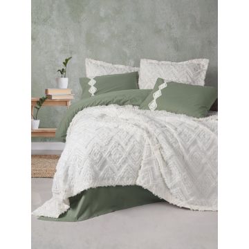 Set lenjerie de pat si cuvertura dubla, L'essentiel Maison, Luke, Crem