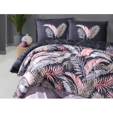 Set Lenjerie si Cuvertura Hena Antracit (Bumbac 100%)