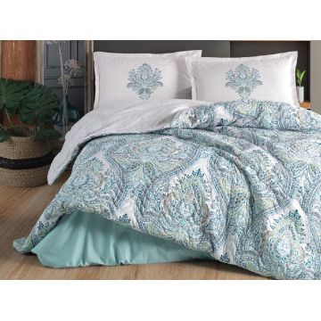 Set Lenjerie si Cuvertura Ruma Mint (Bumbac 100%)
