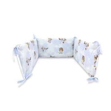 Aparatoare pentru patut, Qmini, Din bumbac certificat Oeko Tex Standard 100, 180x30 cm, Cu panglici, Sky Adventure