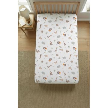 Cearceaf cu elastic pentru o persoana Ranforce, L'essentiel Maison, Jungle, Muștar / Maro / Gri