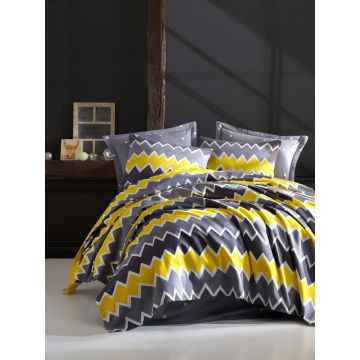 Cuvertură de pat double, 100% Bumbac, Galben, 235x200 cm - Galben