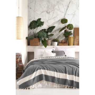 Cuvertură de pat double, Antracit, 230x200 cm - Gri