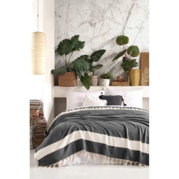 Cuvertură de pat double, Negru, 230x200 cm - Negru