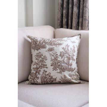 Husa de perna, BST059, 45x45 cm, Textil, Maro/Alb