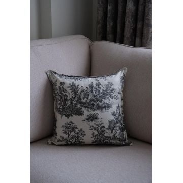 Husa de perna, BST061, 45x45 cm, Textil, Alb/Negru