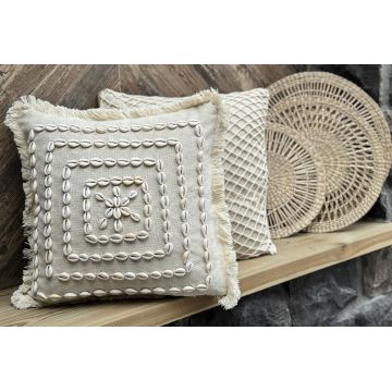 Husa de perna, Den002, 43x43 cm, 30% BUMBAC/70% SCOICI DE MARE, Bej