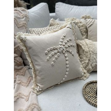 Husa de perna, Den003, 43x43 cm, 50% BUMBAC/50% SCOICI DE MARE, Bej
