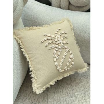 Husa de perna, DEN005, 43x43 cm, 50% BUMBAC/50% SCOICI DE MARE, Bej