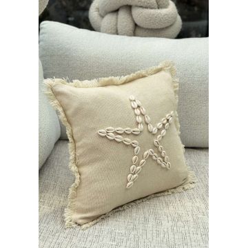 Husa de perna, DEN006, 43x43 cm, 50% BUMBAC/50% SCOICI DE MARE, Bej