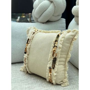 Husa de perna, KET008, 43x43 cm, Amestec bumbac, Bej