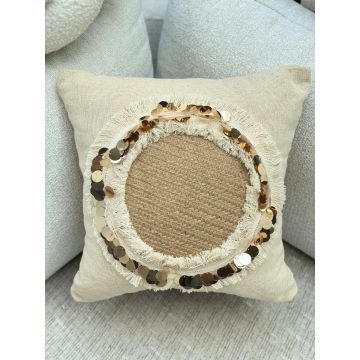 Husa de perna, KET010, 43x43 cm, Amestec bumbac, Bej