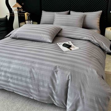 Lenjerie de Pat Damasc Deluxe Luxury, 100% Bumbac Premium, 6 Piese, Cearceaf cu Elastic 180x200 cm, Husa Pilota 200x230 cm, Confort Hotelier 5,