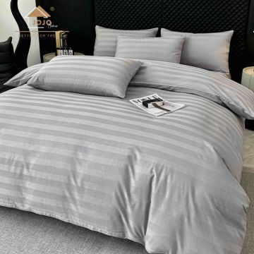 Lenjerie de Pat Damasc Deluxe Luxury, 100% Bumbac Premium, 6 Piese, Cearceaf cu Elastic 180x200 cm, Husa Pilota 200x230 cm, Confort Hotelier 5,