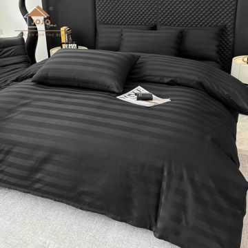 Lenjerie de Pat Damasc Deluxe Luxury, 100% Bumbac Premium, 6 Piese, Cearceaf cu Elastic 180x200 cm, Husa Pilota 200x230 cm, Confort Hotelier 5,