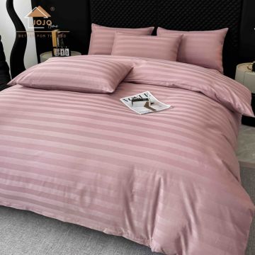 Lenjerie de Pat Damasc Deluxe Luxury, 100% Bumbac Premium, 6 Piese, Cearceaf cu Elastic 180x200 cm, Husa Pilota 200x230 cm, Confort Hotelier 5,