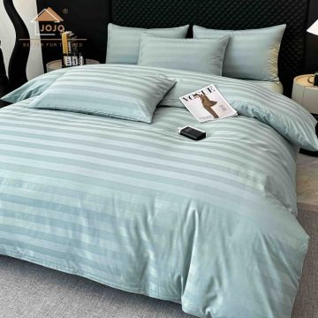 Lenjerie de Pat Damasc Deluxe Luxury, 100% Bumbac Premium, 6 Piese, Cearceaf cu Elastic 180x200 cm, Husa Pilota 200x230 cm, Confort Hotelier 5,