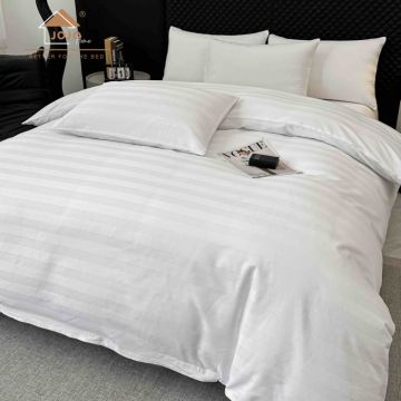 Lenjerie de Pat Damasc Deluxe Luxury, 100% Bumbac Premium, 6 Piese, Cearceaf cu Elastic 180x200 cm, Husa Pilota 200x230 cm, Confort Hotelier 5,