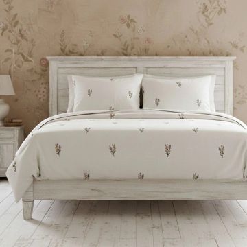 Lenjerie de pat dubla Floral Dream, Homla, 160x200 cm, 3 piese, bumbac, alb