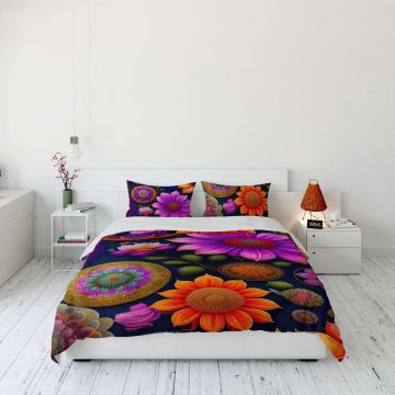 Lenjerie de pat dubla (FR), L'essentiel Maison, FLW_DVT25-11, Multicolor