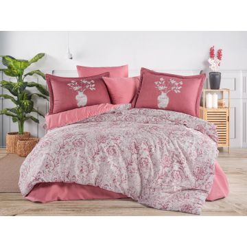 Lenjerie de pat dubla, L'essentiel Maison, Bolera, SATIN DE BUMBAC, Roz