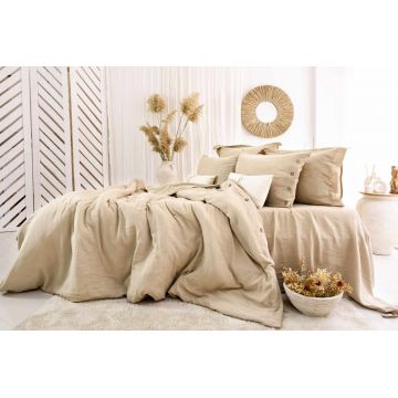Lenjerie de pat dubla, L'essentiel Maison, Vetro, Bumbac, Bej