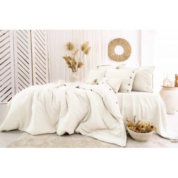 Lenjerie de pat dubla, L'essentiel Maison, Vetro, Bumbac, Crem