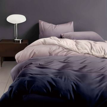 Lenjerie de pat finet 4 piese Enjoy Life, cearceaf pat clasic, cearceaf pilota 200x230, 2 fete perna 50x70, Amethyst Dream, 11
